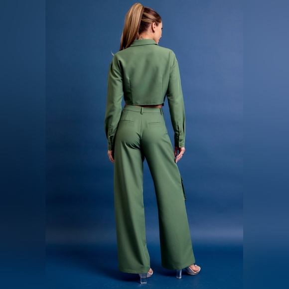 #496 SALE 🛑120 M,L FINAL PRICE! HIGH END Chic Woven Cargo Jacket & Pants Set - Picture 13 of 16